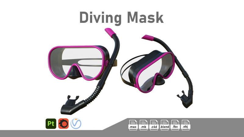 Diving Mask 3D मॉडल .c4d .max .obj .3ds .fbx .stl .blend