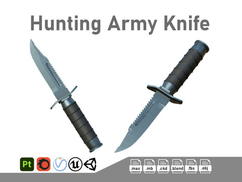 Tactical Hunting Army Knife Model 3D
