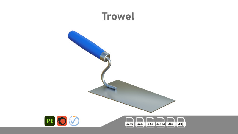 Trowel 3D Model .c4d .max .obj .3ds .fbx .stl .blend