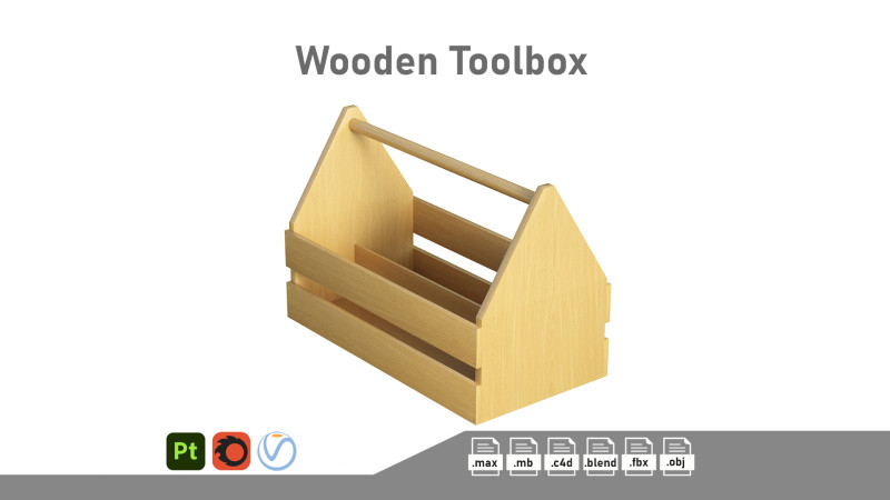 Wooden Toolbox 3D Модель .c4d .max .obj .3ds .fbx .stl .blend 