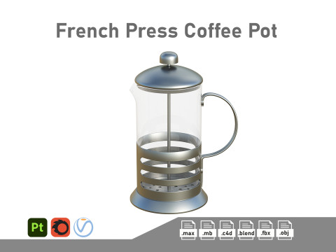 French Press Coffee Pot 3D Model