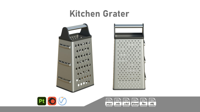 Kitchen Grater 3D Model .c4d .max .obj .3ds .fbx .stl .blend 
