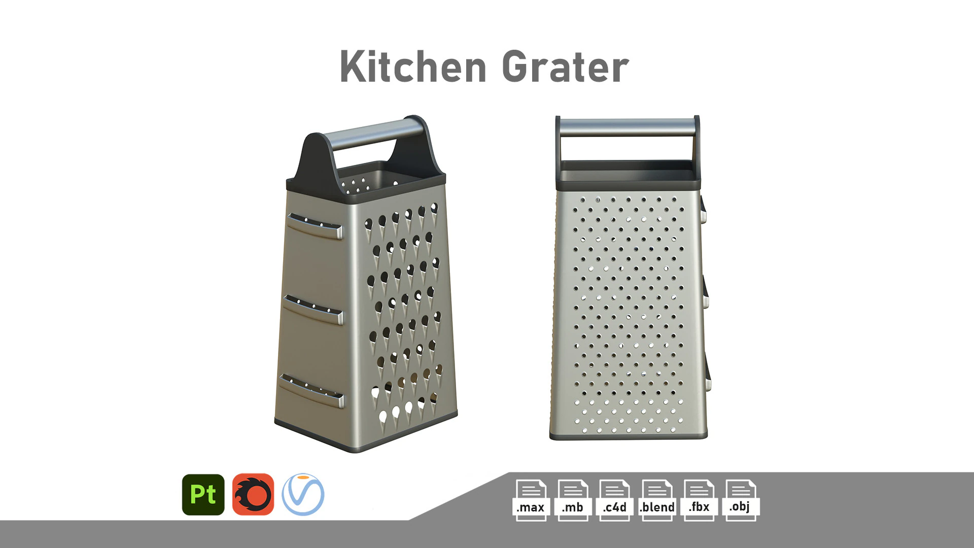 Kitchen Grater 3D Model .c4d .max .obj .3ds .fbx .stl .blend 