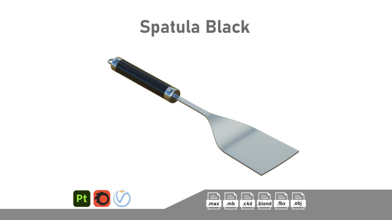 Spatula Black 3D Model .c4d .max .obj .3ds .fbx .stl .blend