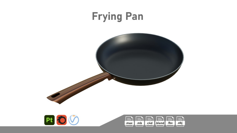 Frying Pan 3D 模型 .c4d .max .obj .3ds .fbx .stl .blend 