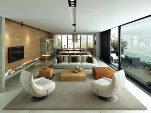 ペントハウスのリビングルーム 3Dモデル