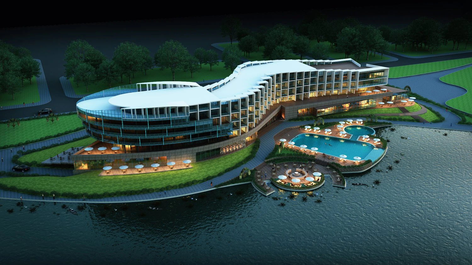 Hotel outdoor 3D Model .c4d .max .obj .3ds .fbx .stl .blend 