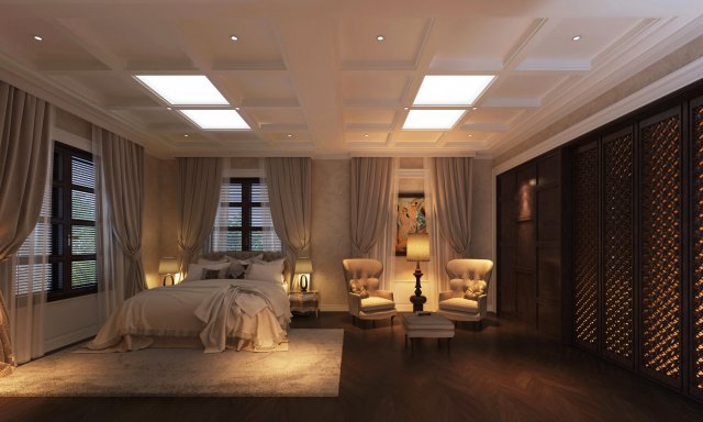 qgl classic bedroom 3D 模型 .c4d .max .obj .3ds .fbx .stl .blend 