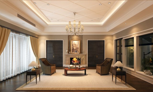 classic living room 3Dモデル .c4d .max .obj .3ds .fbx .stl .blend 