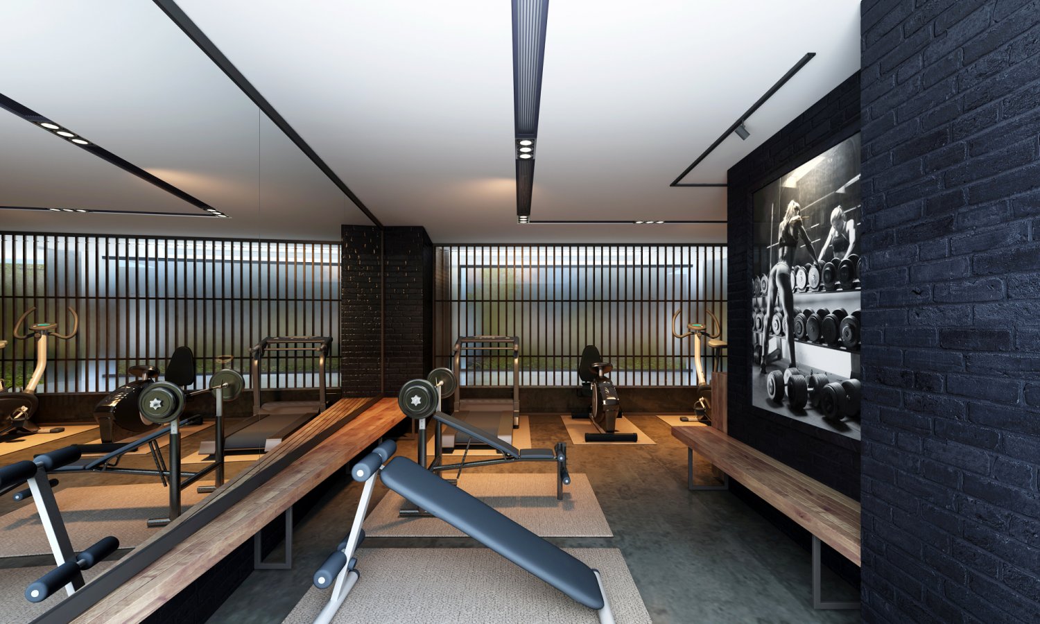 Discounter fitness store. Gym Room 3d. A Room Gym 3d model.