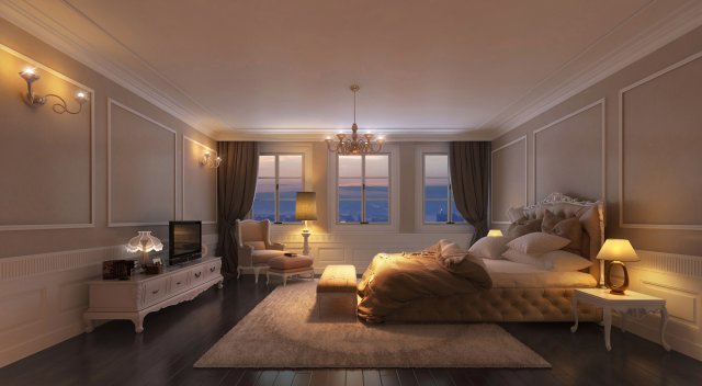 classic bedroom 3D Model .c4d .max .obj .3ds .fbx .stl .blend 