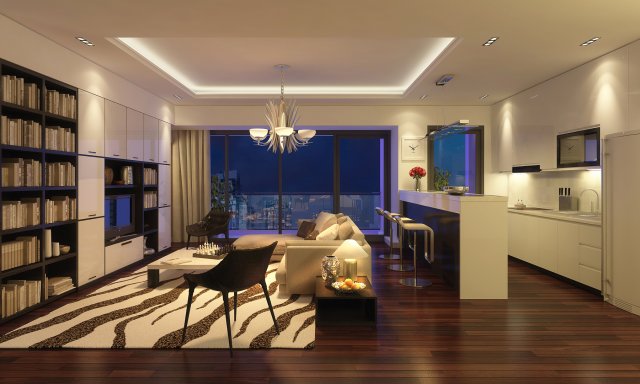 livingroom apartment 02 3D Model .c4d .max .obj .3ds .fbx .stl .blend 