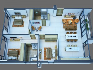 apartment interior full rooms b2 3D Model: Với chủ đề \