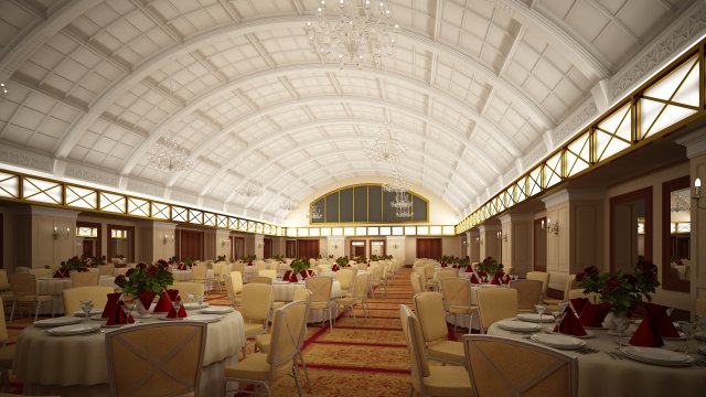 classic hall restaurant 3D Модель .c4d .max .obj .3ds .fbx .stl .blend 