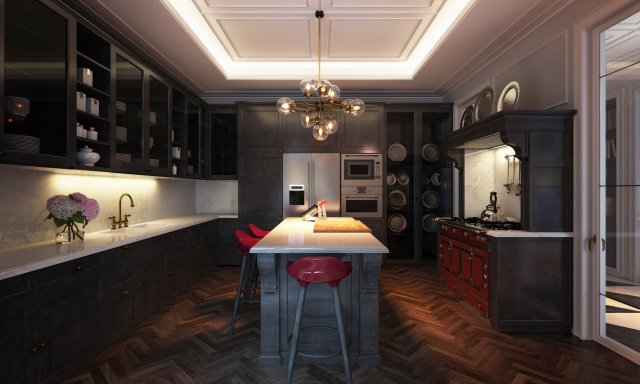 aq classic kitchen Model 3D .c4d .max .obj .3ds .fbx .stl .blend 