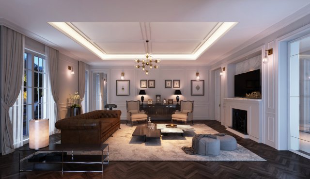 classic livingroom o2 3D Model .c4d .max .obj .3ds .fbx .stl .blend 