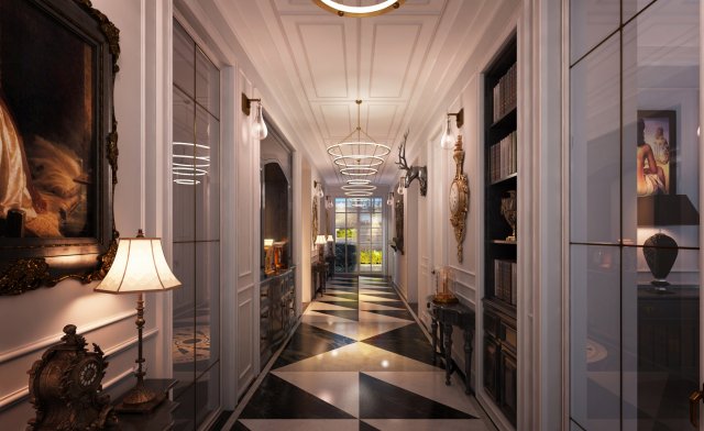 home hallway gallery Modello 3D .c4d .max .obj .3ds .fbx .stl .blend 