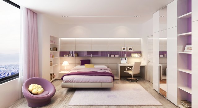 aq bedroom for girls Modelo 3D .c4d .max .obj .3ds .fbx .stl .blend 
