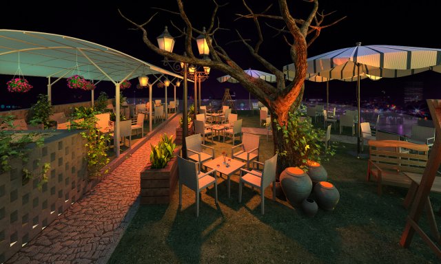 blue night coffee 02 3D Model .c4d .max .obj .3ds .fbx .stl .blend 