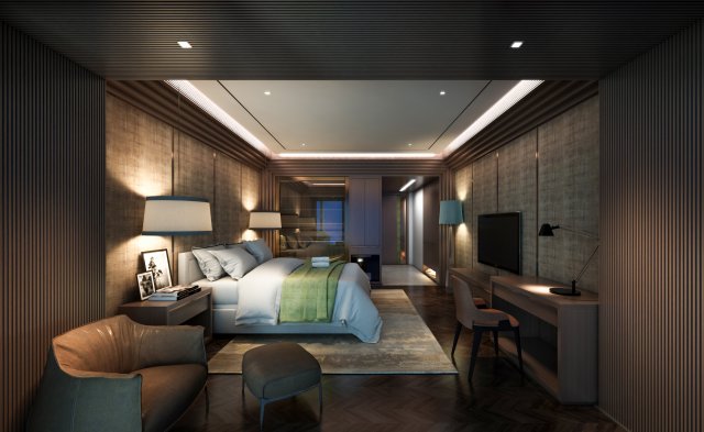 hotel room 3D Модель .c4d .max .obj .3ds .fbx .stl .blend 
