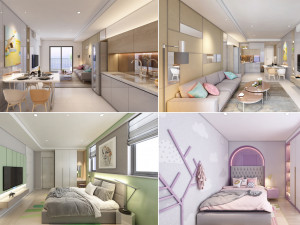 apartment interior full rooms b2 3D-Modell