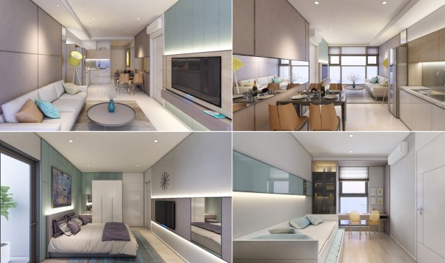 apartment interior full rooms c2 3D 模型 .c4d .max .obj .3ds .fbx .stl .blend 