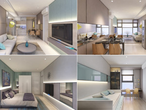 apartment interior full rooms c2 3D 模型