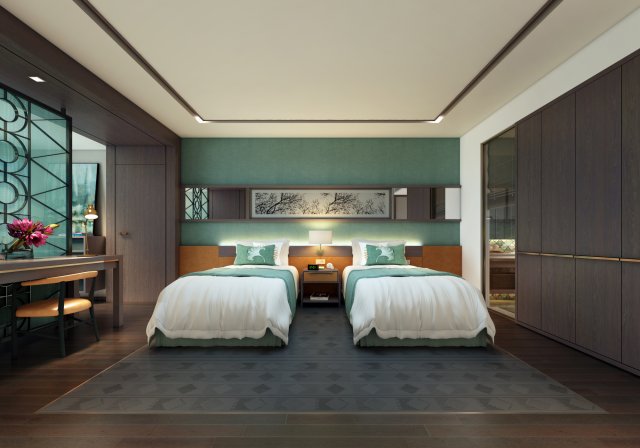 deluxe connexting hotel room 3D Model .c4d .max .obj .3ds .fbx .stl .blend 