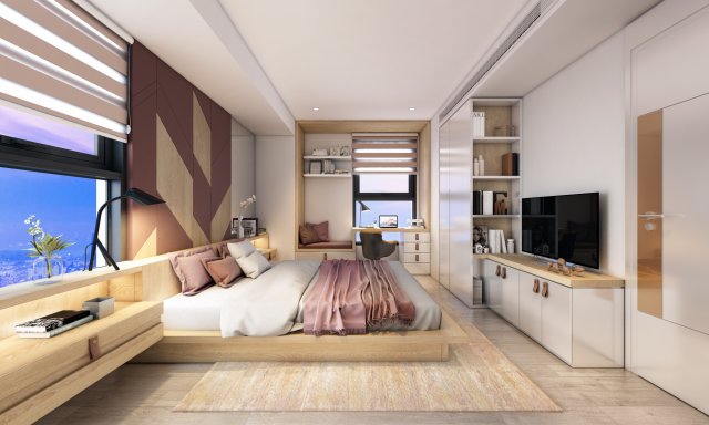 p apartment interior a2 bedroom 1 Modelo 3D .c4d .max .obj .3ds .fbx .stl .blend 