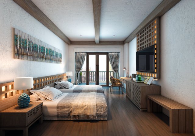 aq hotel room t2 3D Модель .c4d .max .obj .3ds .fbx .stl .blend 