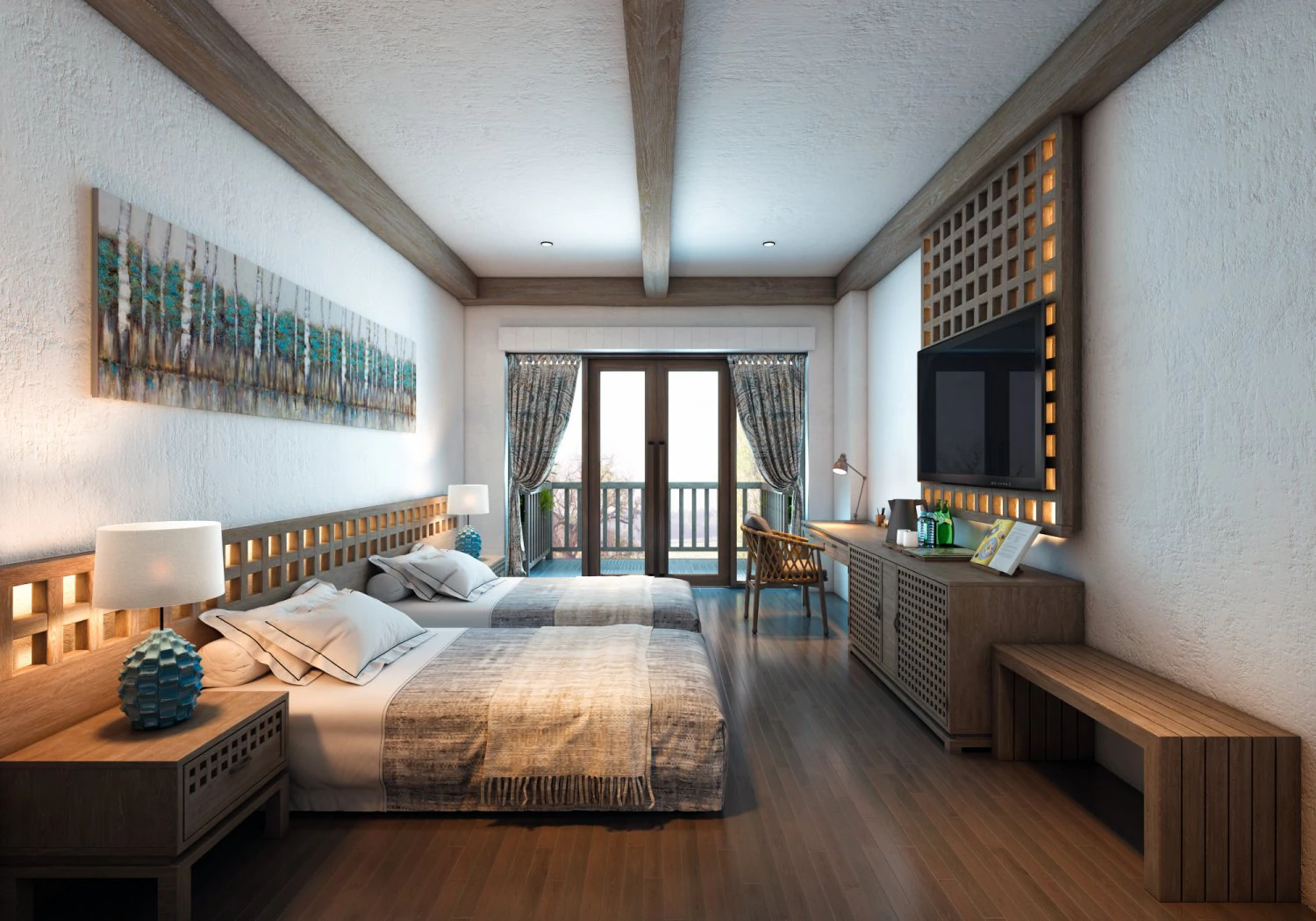 aq Hotelzimmer T2 3D Modell .c4d .max .obj .3ds .fbx .stl .blend 