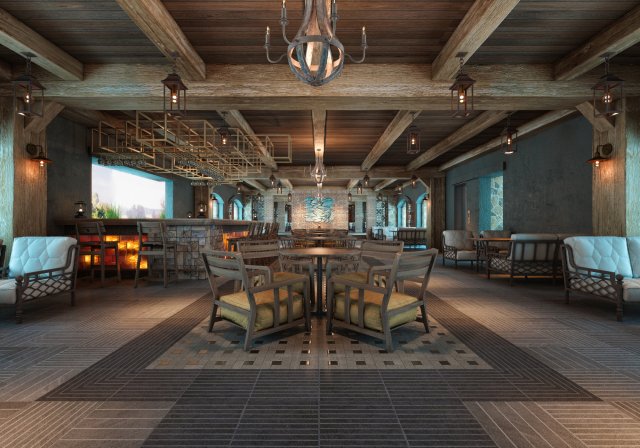 aq rustic restaurant Modello 3D .c4d .max .obj .3ds .fbx .stl .blend 