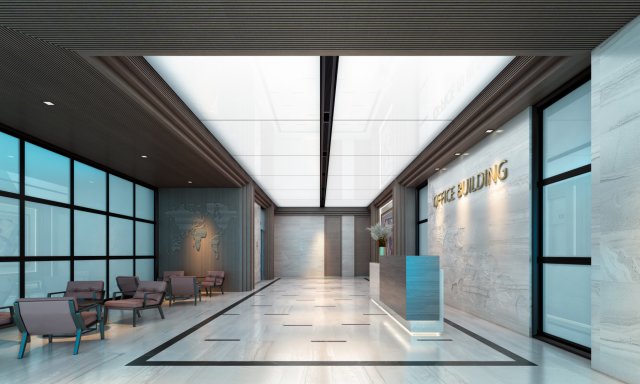 office lobby 01 3D Model .c4d .max .obj .3ds .fbx .stl .blend 