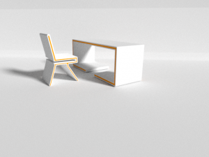 minimalism table and chair 3D 모델