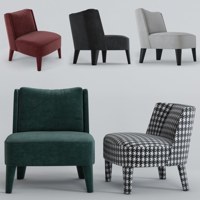 small armchairs cecile and isabelle by meridiani 3D-Modell .c4d .max .obj .3ds .fbx .stl .blend 