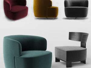 molteni elain and clipper armchairs 3D 모델