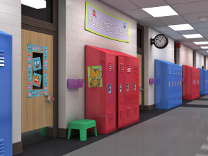 school hallway maya 3D Model