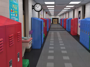 school hallway maya 3D Model