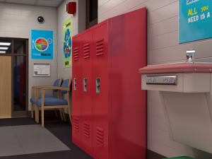 school hallway maya 3D Model
