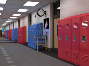 school hallway maya 3D Model