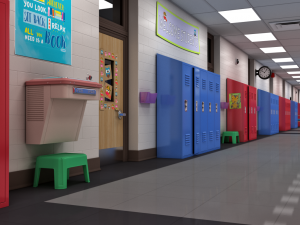 school hallway maya 3D Model