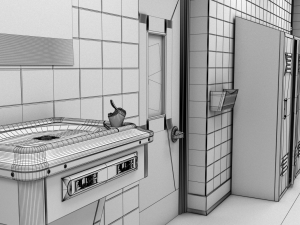 school hallway maya 3D Model