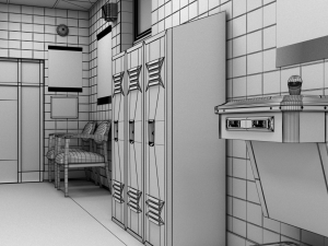 school hallway maya 3D Model
