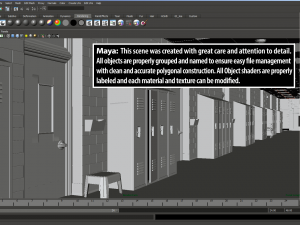 school hallway maya 3D Model