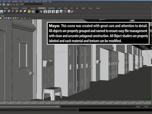 school hallway maya 3D Model
