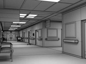 pasillo hospitalario modular Modelo 3D