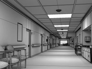 pasillo hospitalario modular Modelo 3D