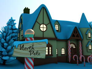 north pole santas workshop christmas village 3D 模型