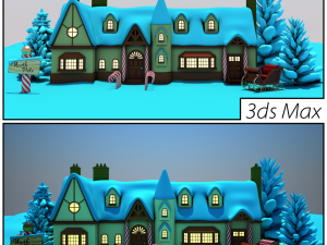 north pole santas workshop christmas village 3D 模型