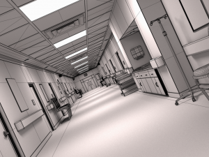 hospital hallway 2 3D Model